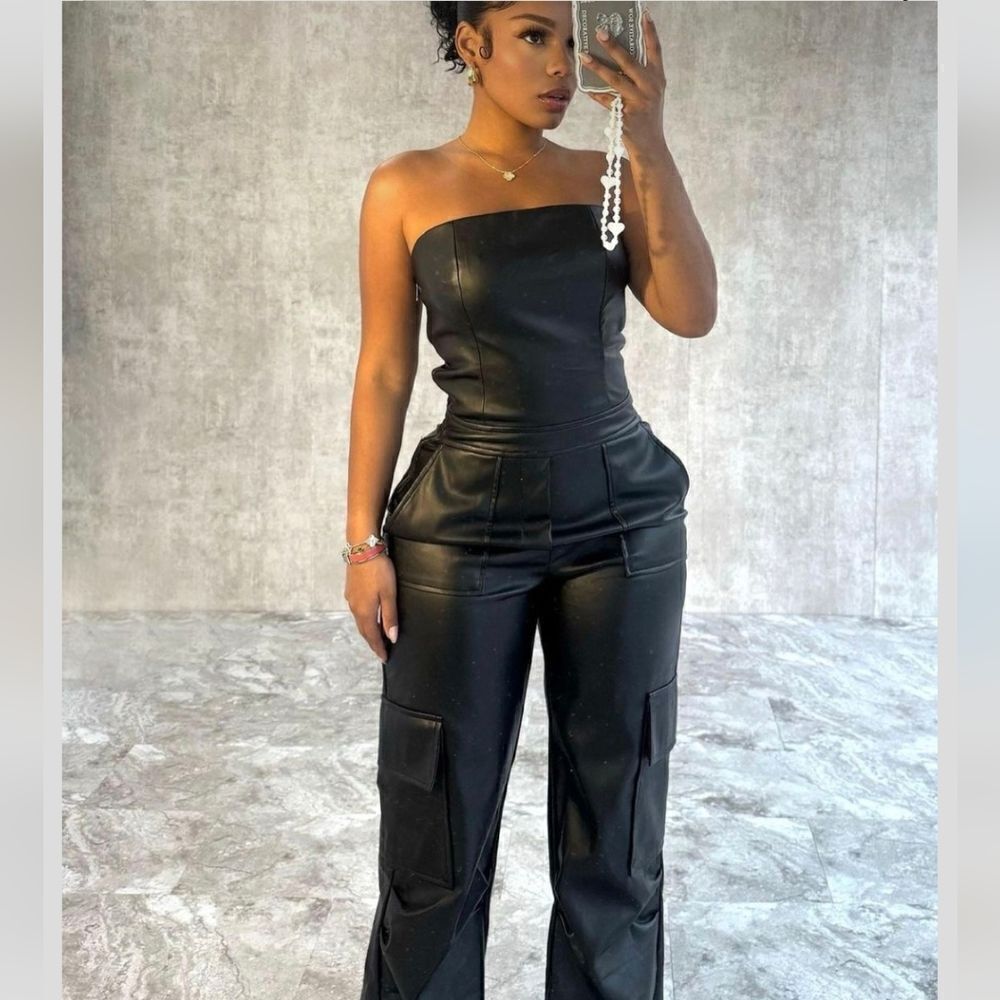 Nwt ZARA FAUX LEATHER JUMPSUIT NWT